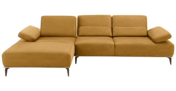 ECKSOFA in Mikrofaser Hellbraun  - Hellbraun/Beige, Design, Textil/Metall (176/298cm) - Valnatura