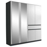 KLEIDERSCHRANK 181/197/54 cm 6-türig Grau, Weiß  - Weiß/Grau, Design, Glas/Holzwerkstoff (181/197/54cm) - Rauch Möbel