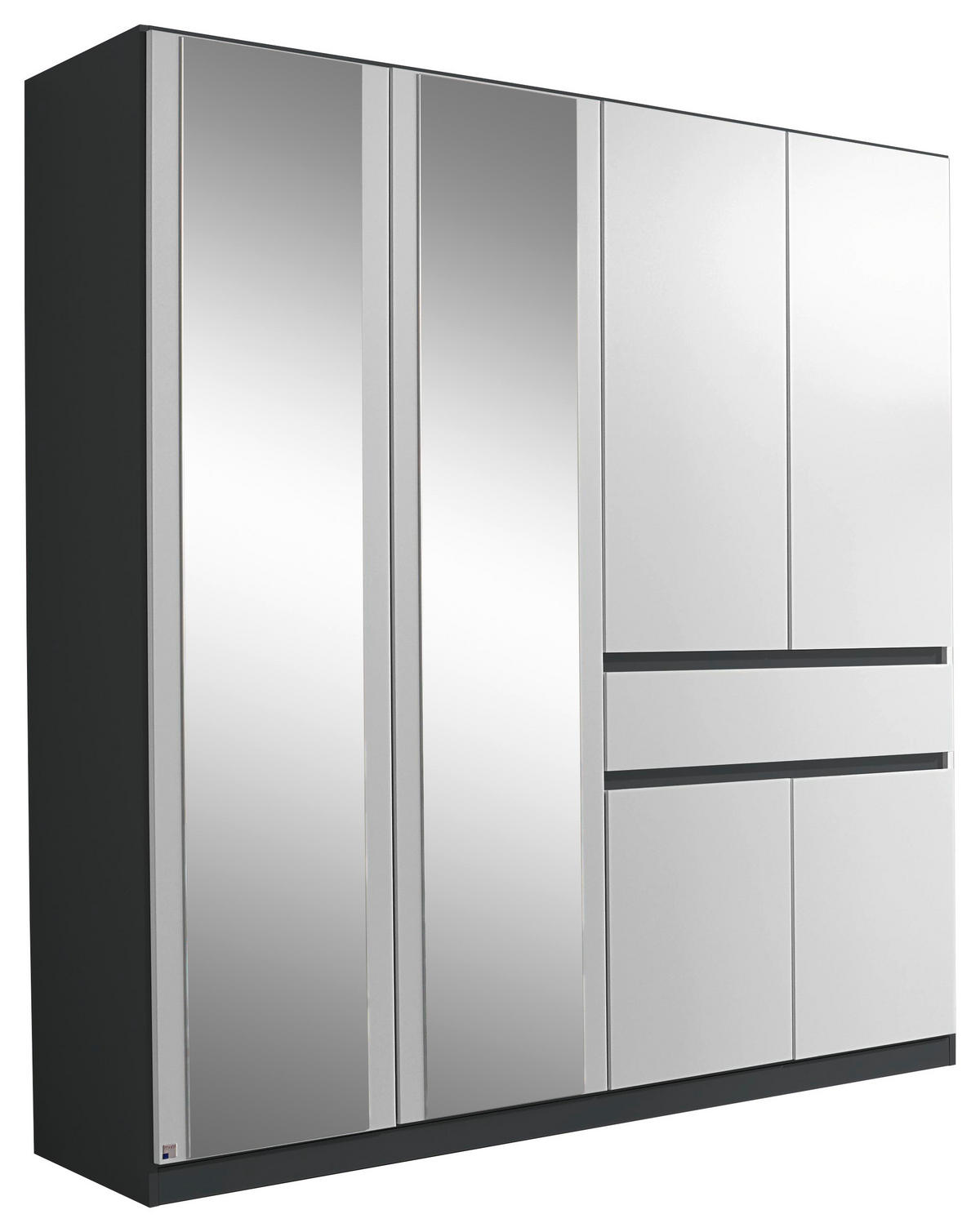 KLEIDERSCHRANK 181/197/54 cm 6-türig Grau, Weiß  - Weiß/Grau, Design, Glas/Holzwerkstoff (181/197/54cm) - Rauch Möbel