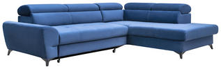 ECKSOFA Blau Velours  - Blau/Schwarz, MODERN, Textil/Metall (272/212cm) - MID.YOU