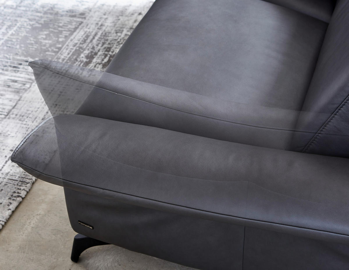 2,5-SITZER Echtleder Dunkelgrau  - Dunkelgrau/Anthrazit, Design, Leder/Metall (194/92/95cm) - Himolla
