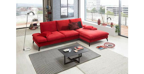 ECKSOFA Rot  - Rot/Schwarz, Design, Textil/Metall (338/176cm) - Voleo