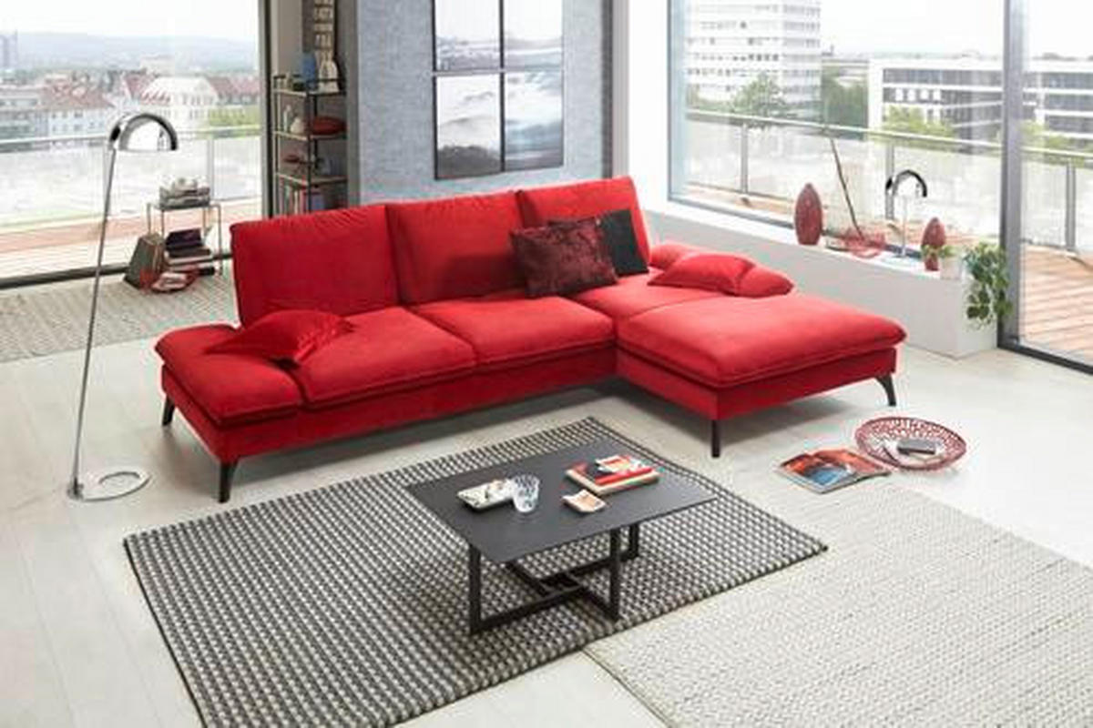ECKSOFA Rot  - Rot/Schwarz, Design, Textil/Metall (338/176cm) - Voleo
