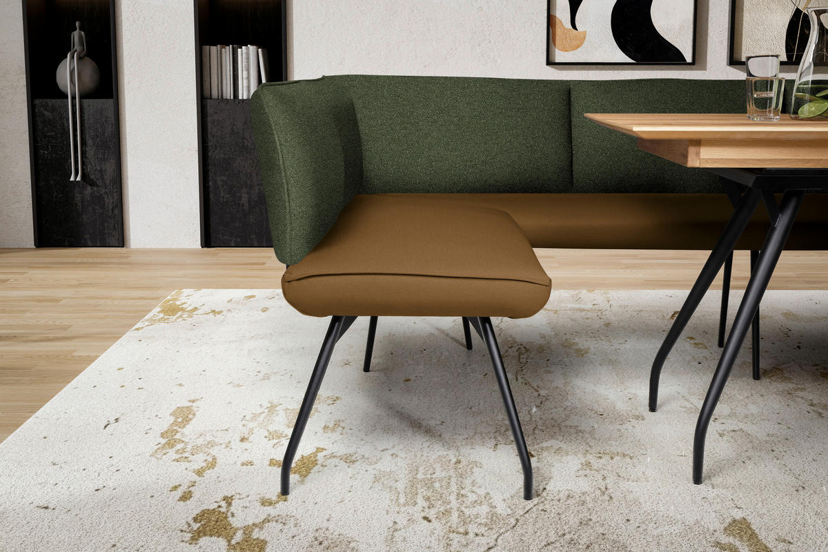 ECKBANK 225/165 cm  in Olivgrün  - Schwarz/Olivgrün, Design, Textil/Metall (225/165cm) - Moderano