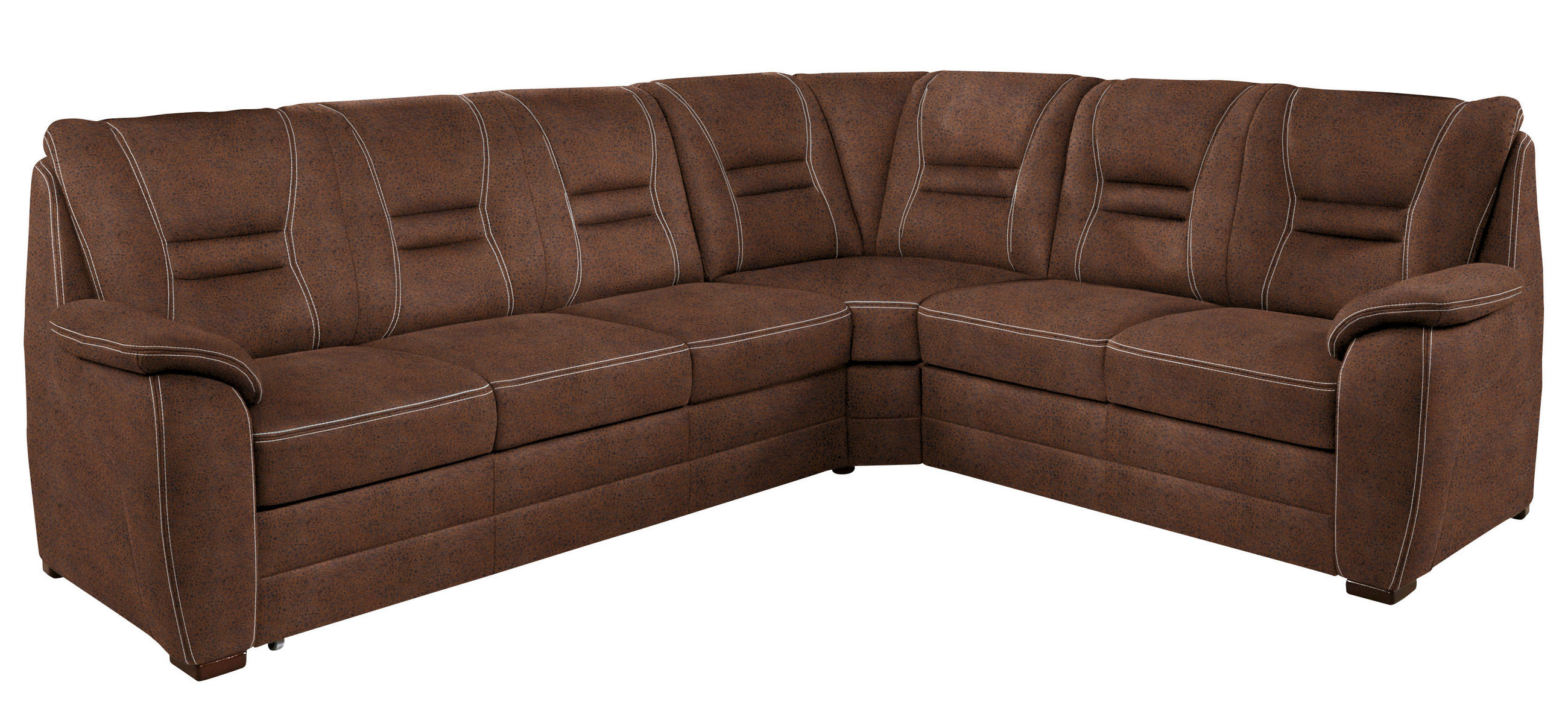 ECKSOFA Braun Lederlook - Beige/Braun, KONVENTIONELL, Holz/Textil (286/234cm) - Beldomo Comfort