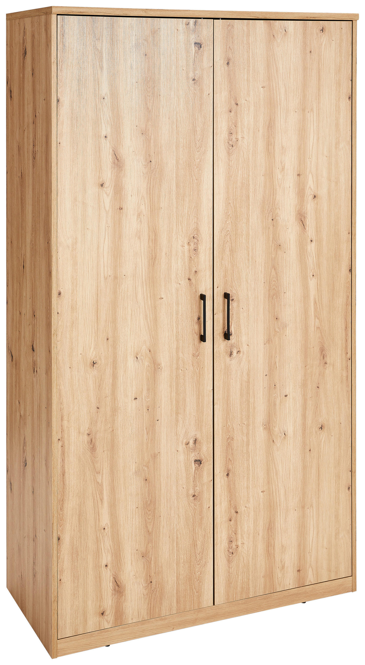 DREHTÜRENSCHRANK 106/194/54 cm,  in Eiche Artisan, 2-türig  - Schwarz/Eiche Artisan, Basics, Holzwerkstoff/Metall (106/194/54cm) - Xora