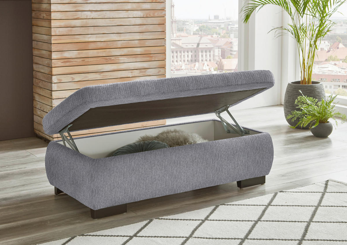 ECKSOFA in Flachgewebe Grau  - Schwarz/Grau, Design, Textil/Metall (174/297cm) - Beldomo Style