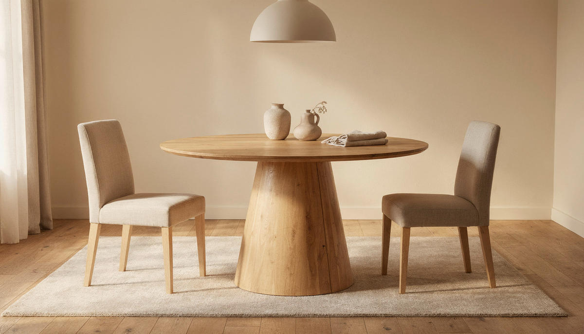 ESSTISCH 120/120/76 cm Echtholz  Holz rund Akaziefarben  - Akaziefarben, Design, Holz (120/120/76cm) - Niels Andersson