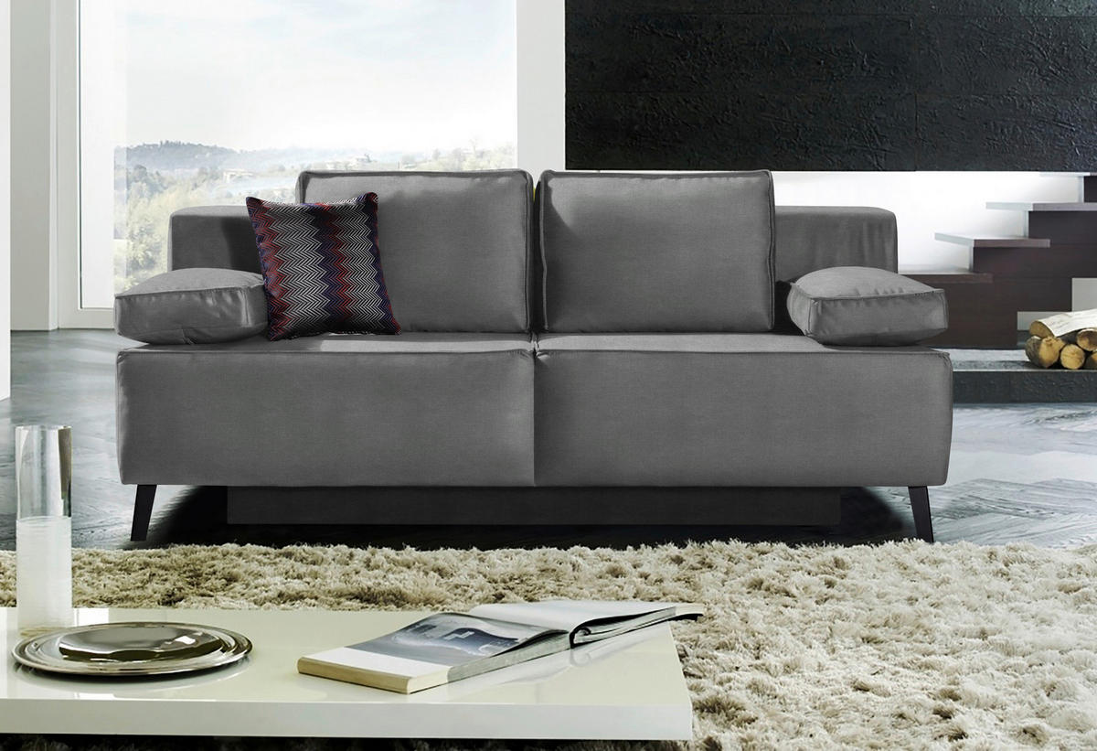SCHLAFSOFA in Hellgrau  - Hellgrau/Schwarz, Konventionell, Textil/Metall (197/91/88cm) - Novel