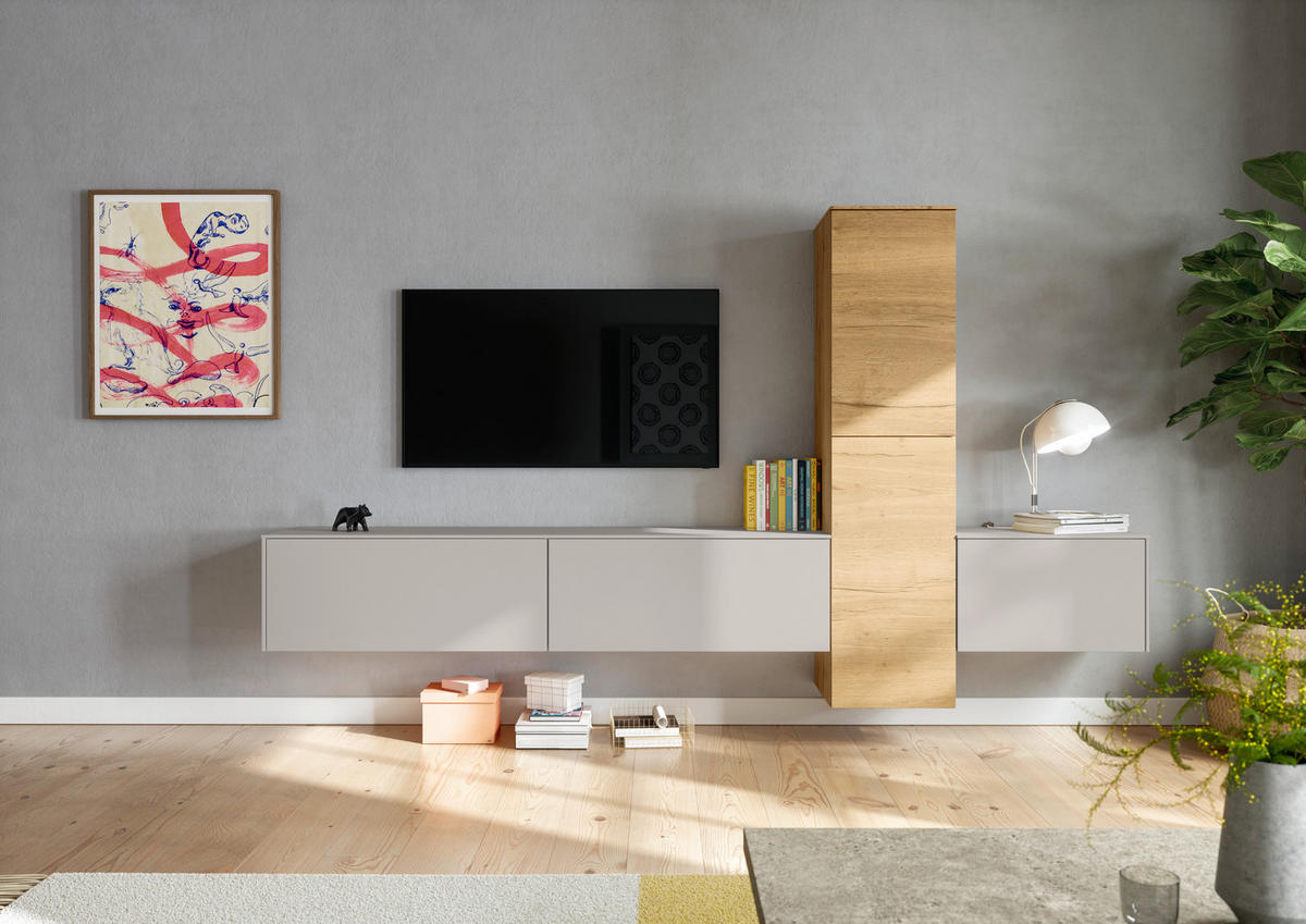 WOHNWAND  in Grau  282/160/37 cm  - Eichefarben/Grau, Design, Holzwerkstoff (282/160/37cm) - Celina Home