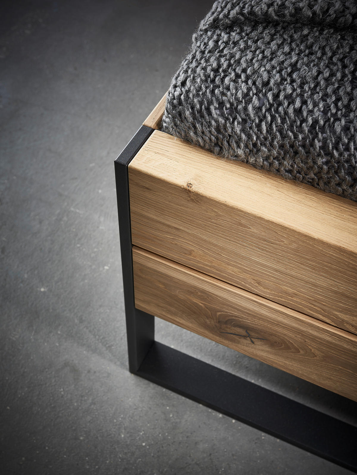 BETTANLAGE 180/200 cm  in Graphitfarben, Eichefarben   - Eichefarben/Graphitfarben, Konventionell, Holz/Metall (180/200cm) - Valdera