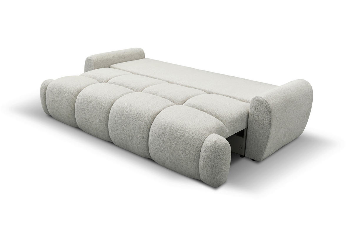 SCHLAFSOFA ALBA Struktur Creme  inkl. Bettkasten, Schlaffunktion  - Creme/Schwarz, Design, Holz/Textil (242/93/104cm) - MID.YOU