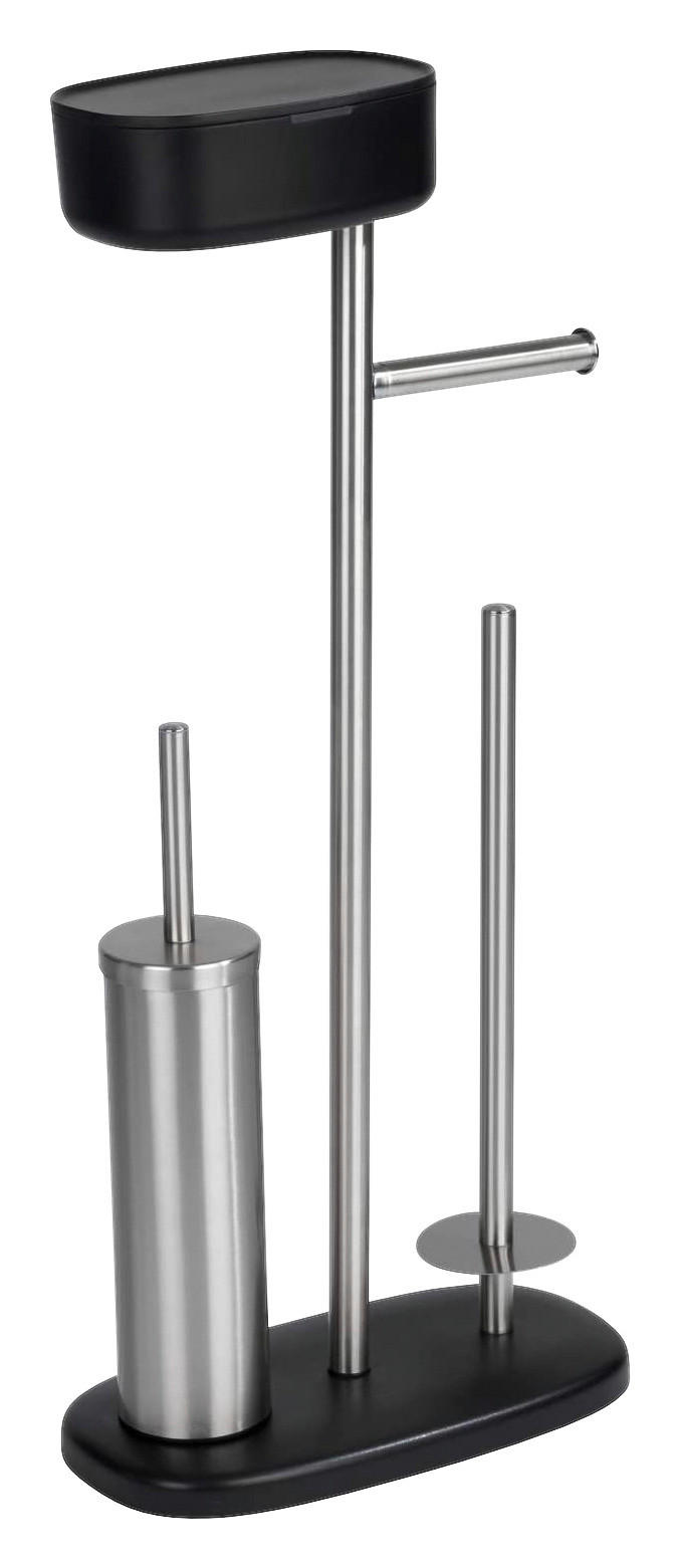 WC-BÜRSTENKOMBINATION in Metall  Kunststoff   - Edelstahlfarben/Schwarz, Basics, Kunststoff/Metall (17/72,5/32cm) - Wenko