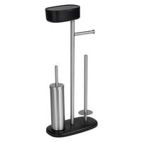 WC-BÜRSTENKOMBINATION - Edelstahlfarben/Schwarz, Basics, Kunststoff/Metall (17/72,5/32cm) - Wenko