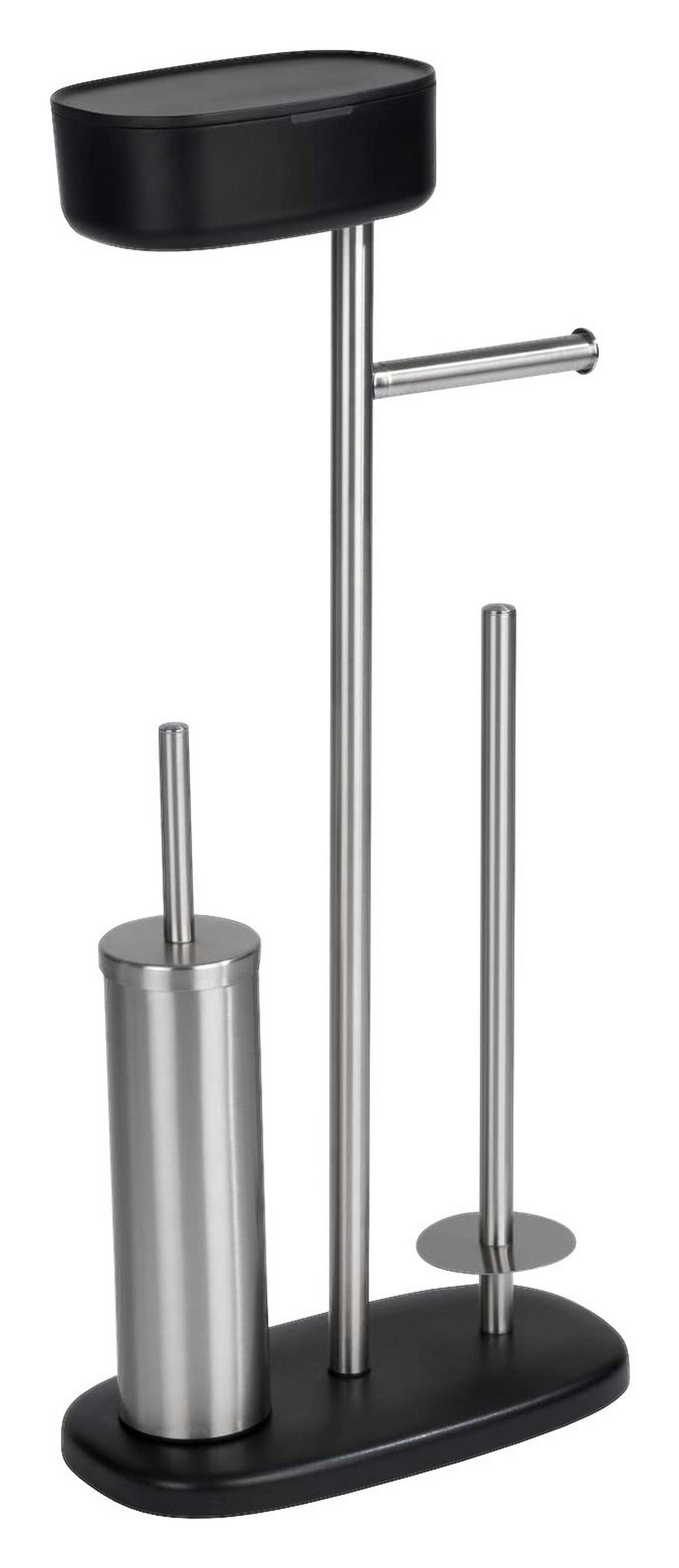WC-BÜRSTENKOMBINATION - Edelstahlfarben/Schwarz, Basics, Kunststoff/Metall (17/72,5/32cm) - Wenko