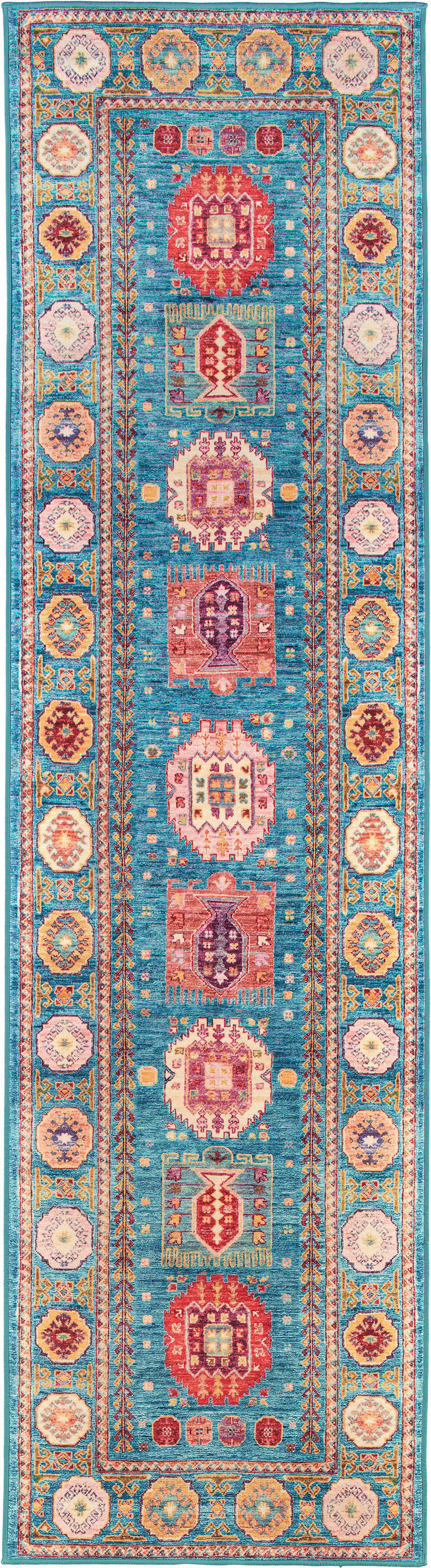 LÄUFER Cortea Zylar 80/300 cm  in Hellblau, Dunkelrosa, Elfenbein  - Elfenbein/Dunkelrosa, LIFESTYLE, Kunststoff/Textil (80/300cm) - Lindorug
