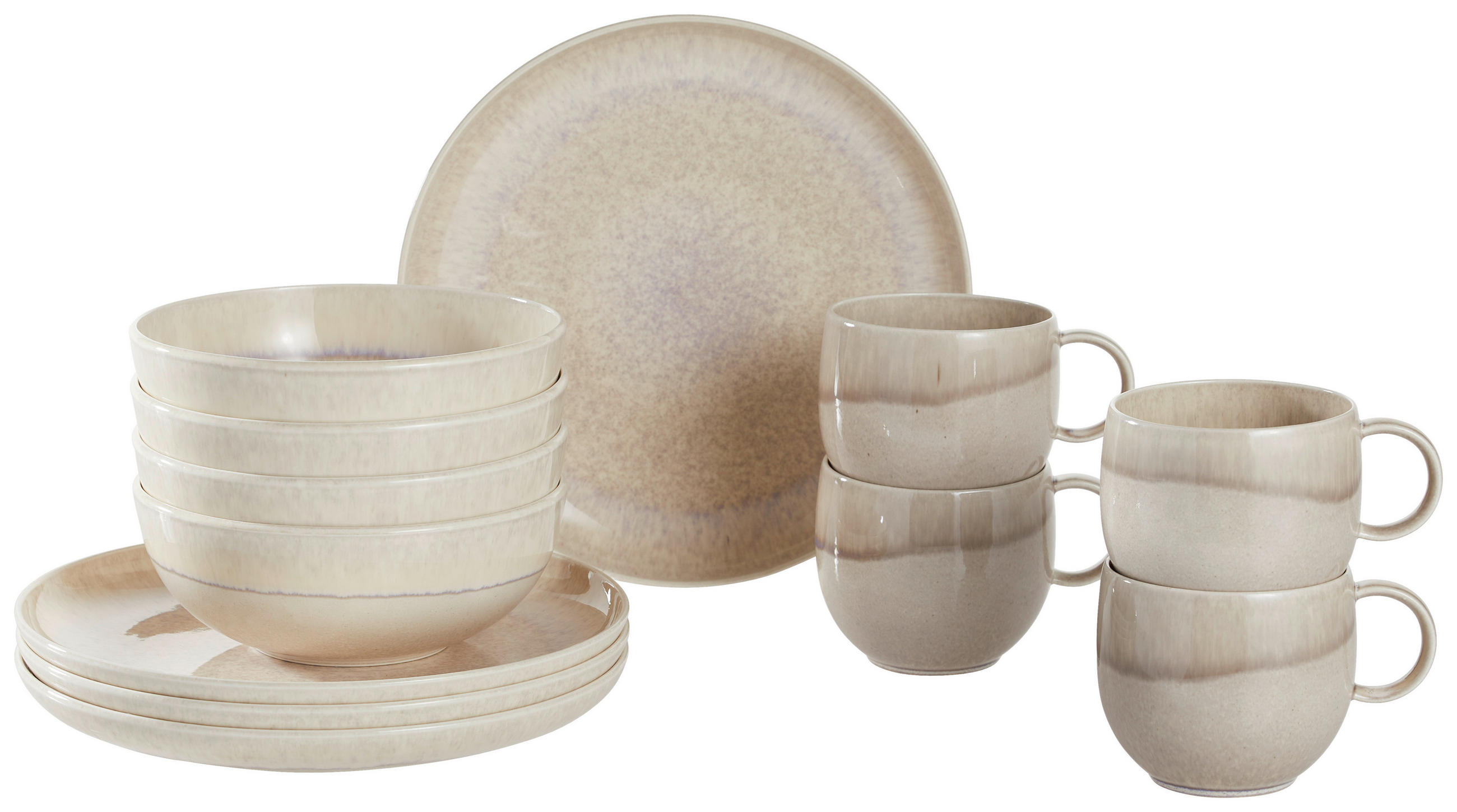 FRÜHSTÜCKSSERVICE Sandfarben 12-teilig Perlemor sand  - Sandfarben, KONVENTIONELL, Keramik (34,5/19,4/32,0cm) - like.Villeroy & Boch