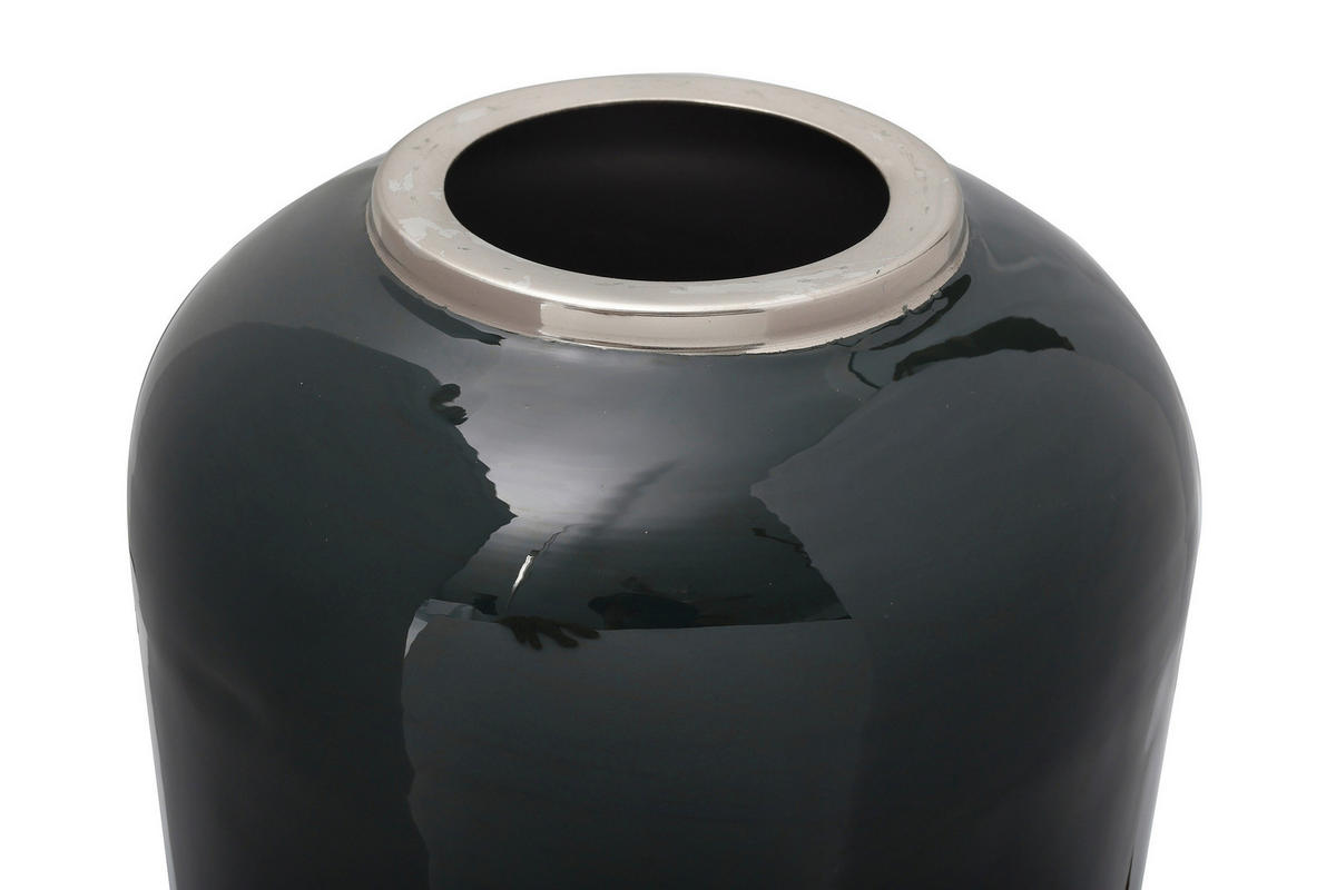 VASE  - Dunkelgrün/Silberfarben, Trend, Metall (24/24/50cm) - Kayoom