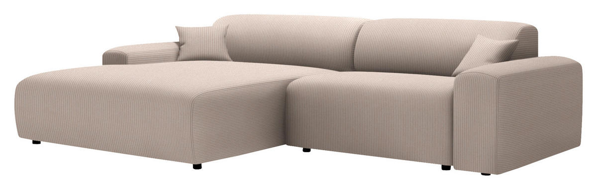 ECKSOFA in Velours, Feincord Beige  178/292 cm  - Beige/Schwarz, Design, Kunststoff/Textil (178/292cm) - home24