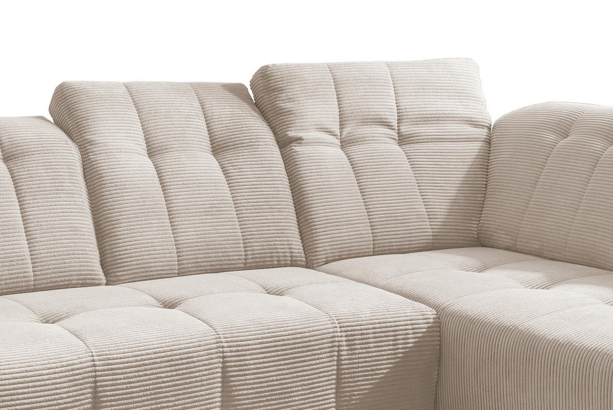 ECKSOFA Beige Cord  - Beige/Schwarz, MODERN, Textil/Metall (261/200cm) - Livetastic