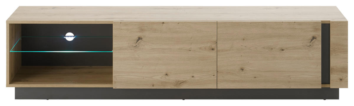 LOWBOARD  in 188/46/40 cm  - Eiche Artisan/Grau, Design, Glas/Holzwerkstoff (188/46/40cm) - MID.YOU