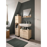BADEZIMMER 3-teilig  in 87 cm  - Schwarz/Sonoma Eiche, MODERN, Glas/Holzwerkstoff (87cm) - MID.YOU