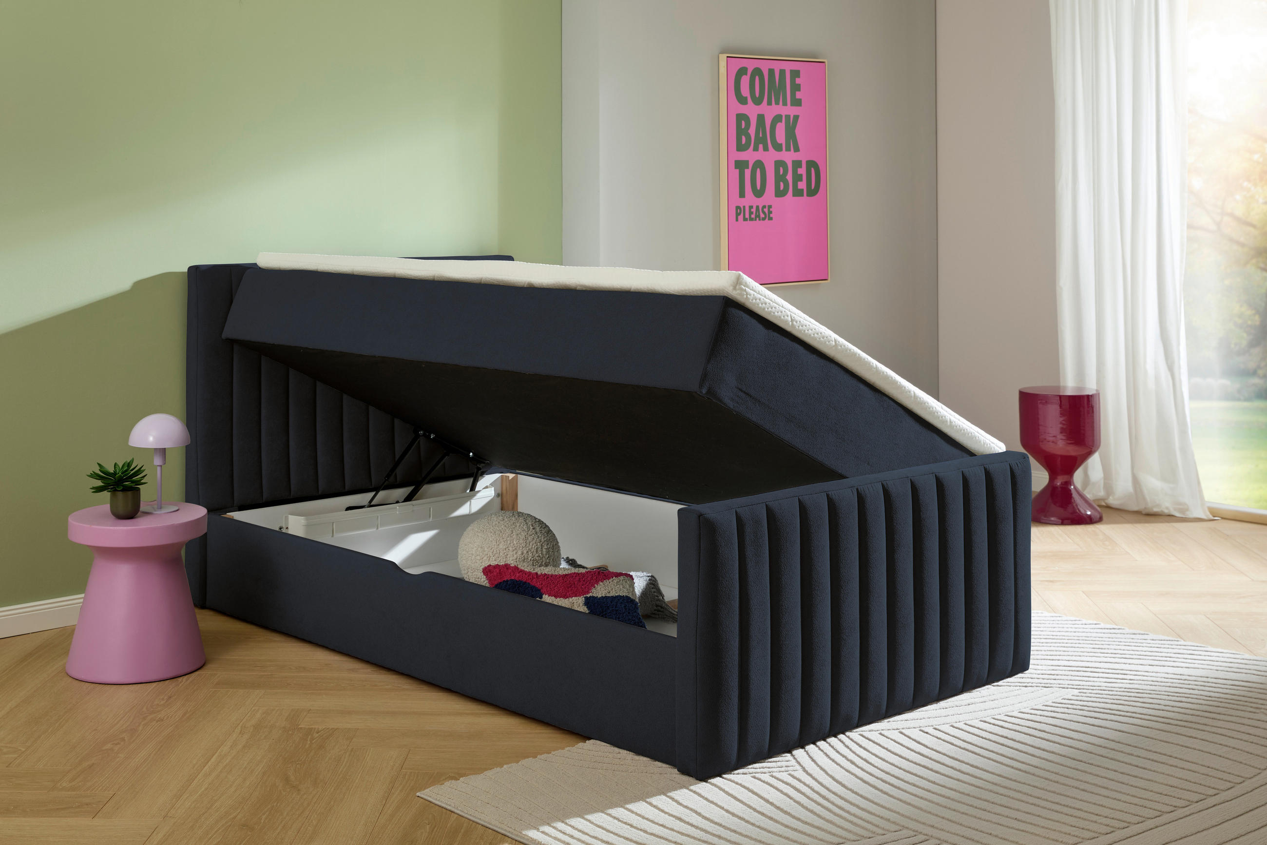 BOXBETT 90/200 cm  in Anthrazit  - Anthrazit/Schwarz, KONVENTIONELL, Kunststoff/Textil (90/200cm) - Boxxx