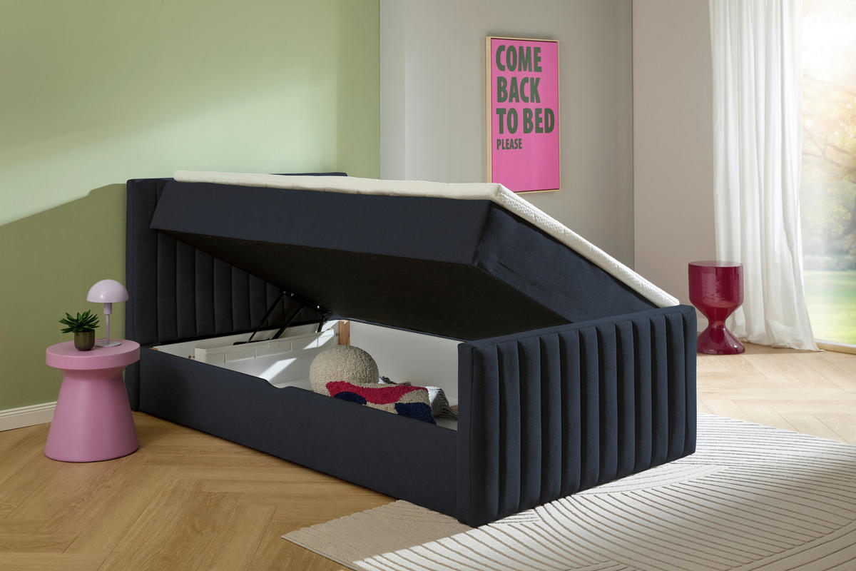 BOXBETT 90/200 cm  in Anthrazit  - Anthrazit/Schwarz, KONVENTIONELL, Kunststoff/Textil (90/200cm) - Boxxx