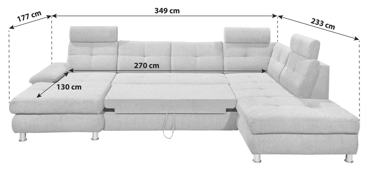 WOHNLANDSCHAFT in Webstoff Hellgrau  - Hellgrau, Modern, Kunststoff/Textil (177/349/233cm) - MID.YOU
