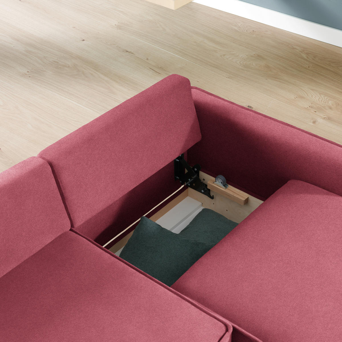 ECKSOFA in Chenille Bordeaux  237/170 cm  - Eichefarben/Bordeaux, KONVENTIONELL, Holz/Textil (237/170cm) - Sedda