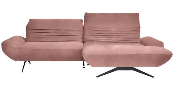ECKSOFA  in Teddystoff Altrosa  280/170-195 cm  - Schwarz/Altrosa, Design, Textil/Metall (280/170-195cm) - Dieter Knoll