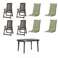 GARTENTISCHGRUPPE  - Grau/Grün, MODERN, Kunststoff/Textil (90/95/137cm) - Gardenson