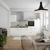 KÜCHENBLOCK Touch 300 cm  in Weiß, Eichefarben  - Edelstahlfarben/Eichefarben, MODERN, Holzwerkstoff/Metall (300cm) - Nobilia