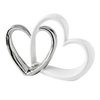 DEKOHERZ - Weiss/Silberfarben, Design, Keramik (23,5/5,5/15,8cm) - Ambia Home