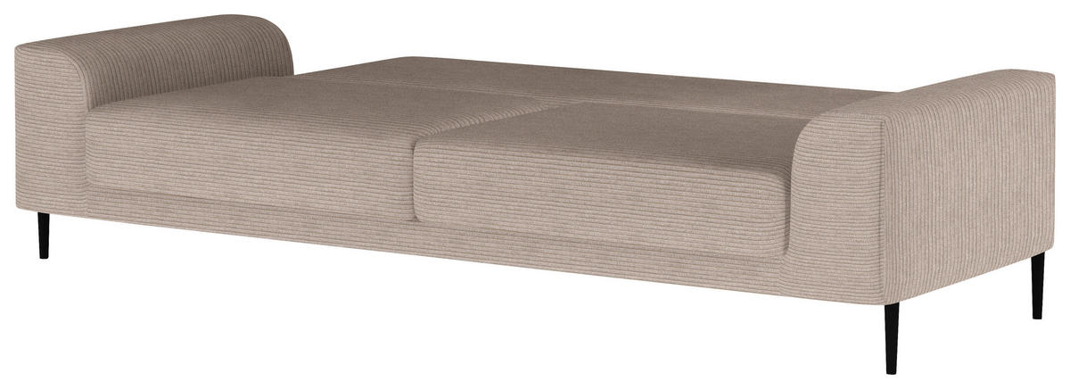 SCHLAFSOFA  mit Stoffauswahl, Schlafen auf Sitzhöhe, Armteil links, Armteil rechts Cord Hellbraun  - Hellbraun/Schwarz, Design, Textil/Metall (250/89/105cm) - Livetastic