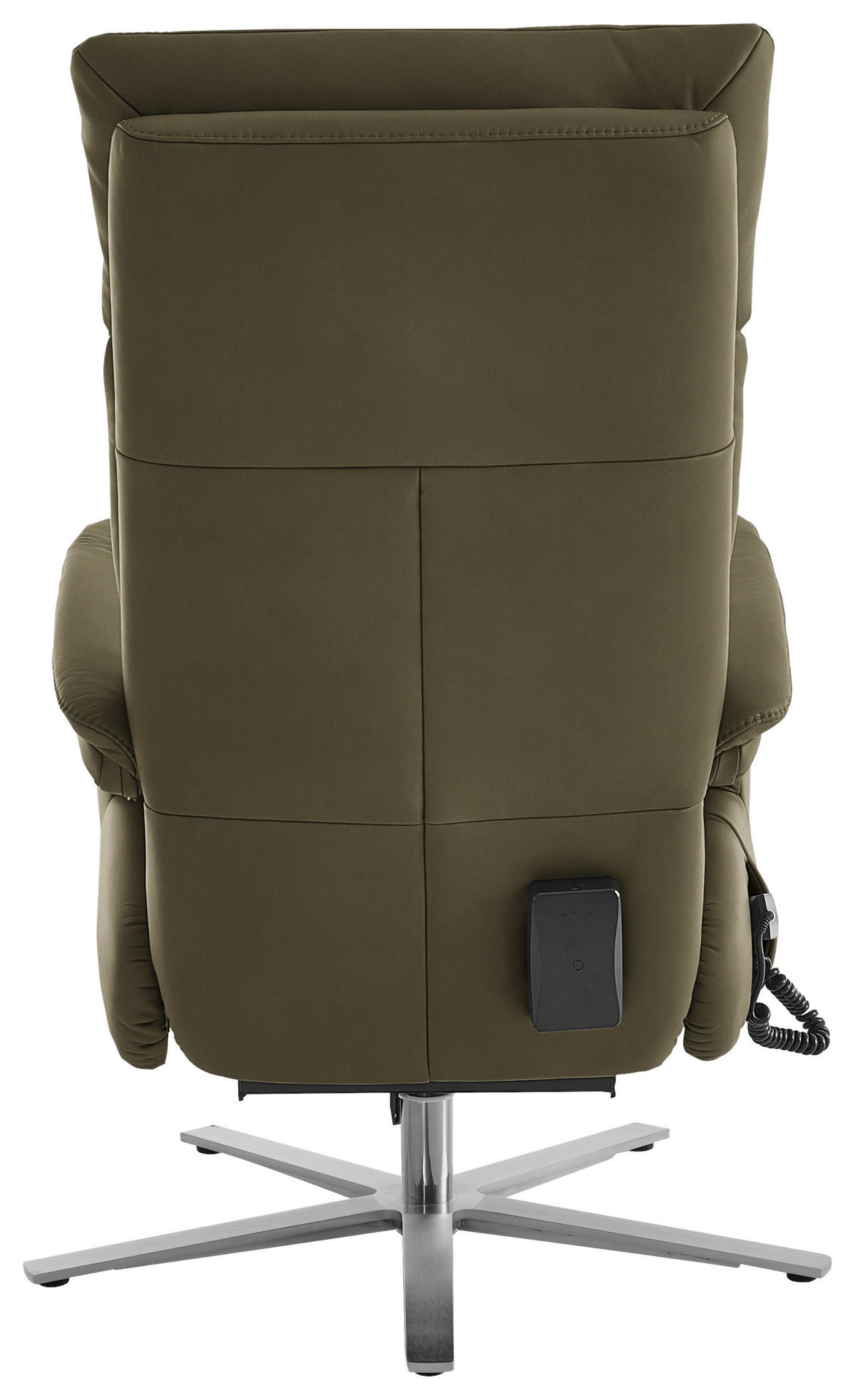 RELAXSESSEL in Leder Olivgrün  - Edelstahlfarben/Olivgrün, Design, Leder/Metall (70/124/85cm) - Cantus