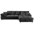 ECKSOFA in Webstoff Schwarz  332/227 cm  - Chromfarben/Schwarz, Design, Textil/Metall (332/227cm) - Carryhome