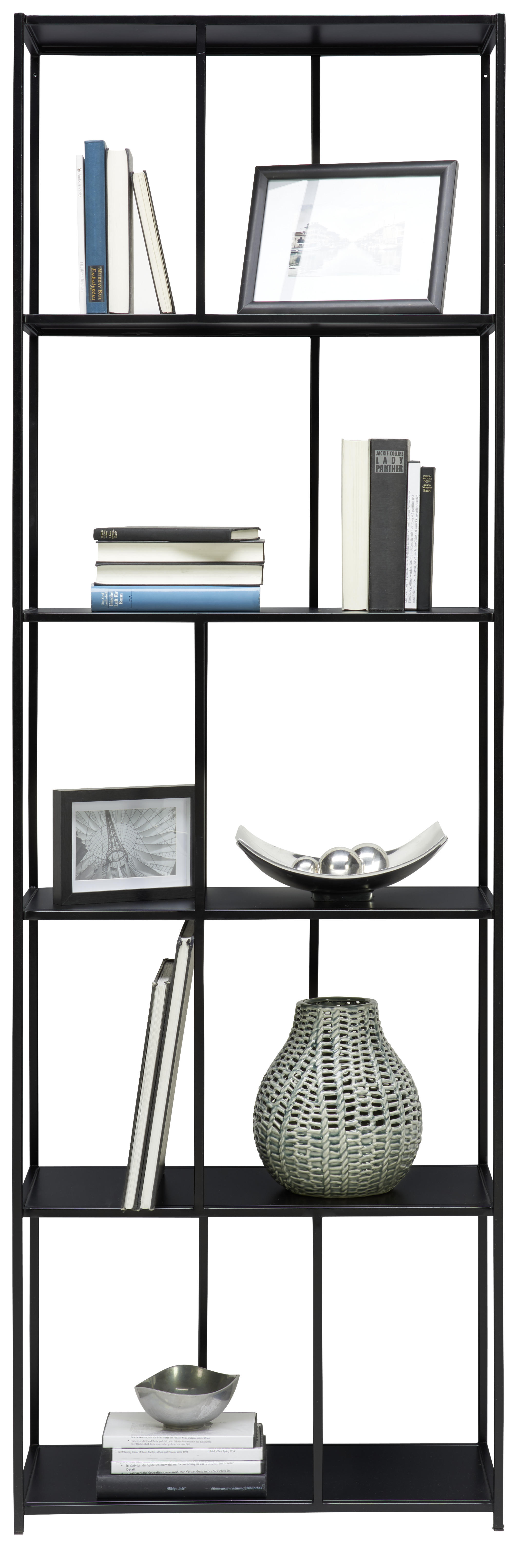 REGÁL, černá, železo, 60/190/30 cm - černá, Design, kov (60/190/30cm) - Carryhome