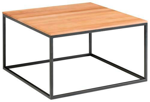 COUCHTISCH Buche massiv 65/65/37 cm quadratisch Schwarz, Buchefarben  - Buchefarben/Schwarz, Design, Holz/Metall (65/65/37cm) - Johann Jakob