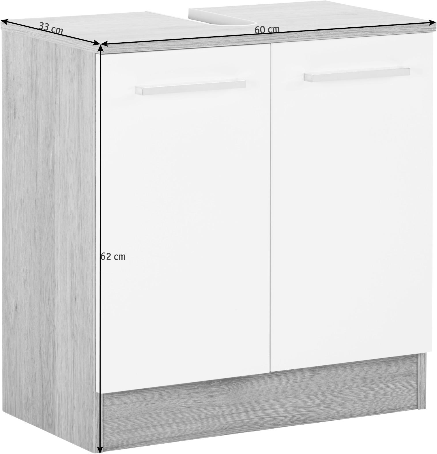 WASCHBECKENUNTERSCHRANK 60/62/33 cm  - Chromfarben/Eiche San Remo, Design, Holzwerkstoff (60/62/33cm) - Xora