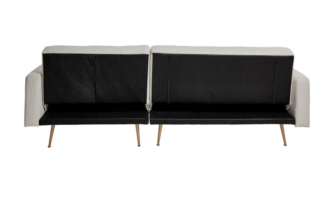 ECKSCHLAFSOFA CHILLAX POSH CORNER EU Elfenbein Bouclé  - Elfenbein/Goldfarben, MODERN, Holz/Textil (244/150cm) - Livetastic