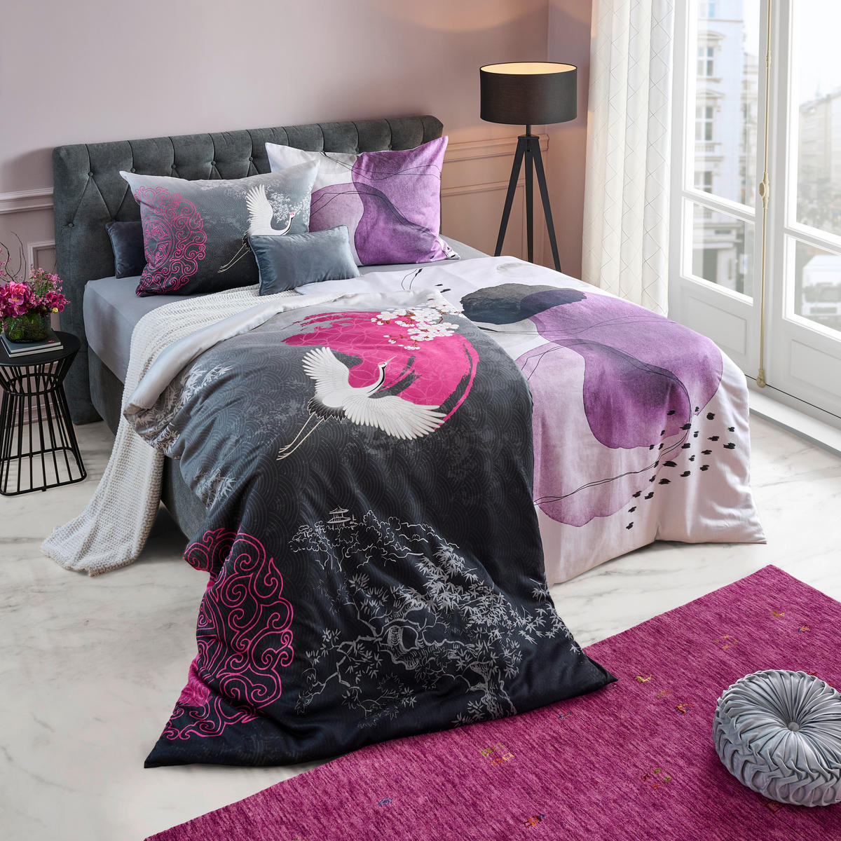 VÄNDBART PÅSLAKANSET satin 150/210 cm  - svart, Trend, textil (150/210cm) - Esposa