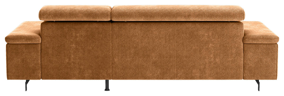ECKSOFA Cognac Chenille  - Cognac/Schwarz, Textil/Metall (267/165cm) - MID.YOU