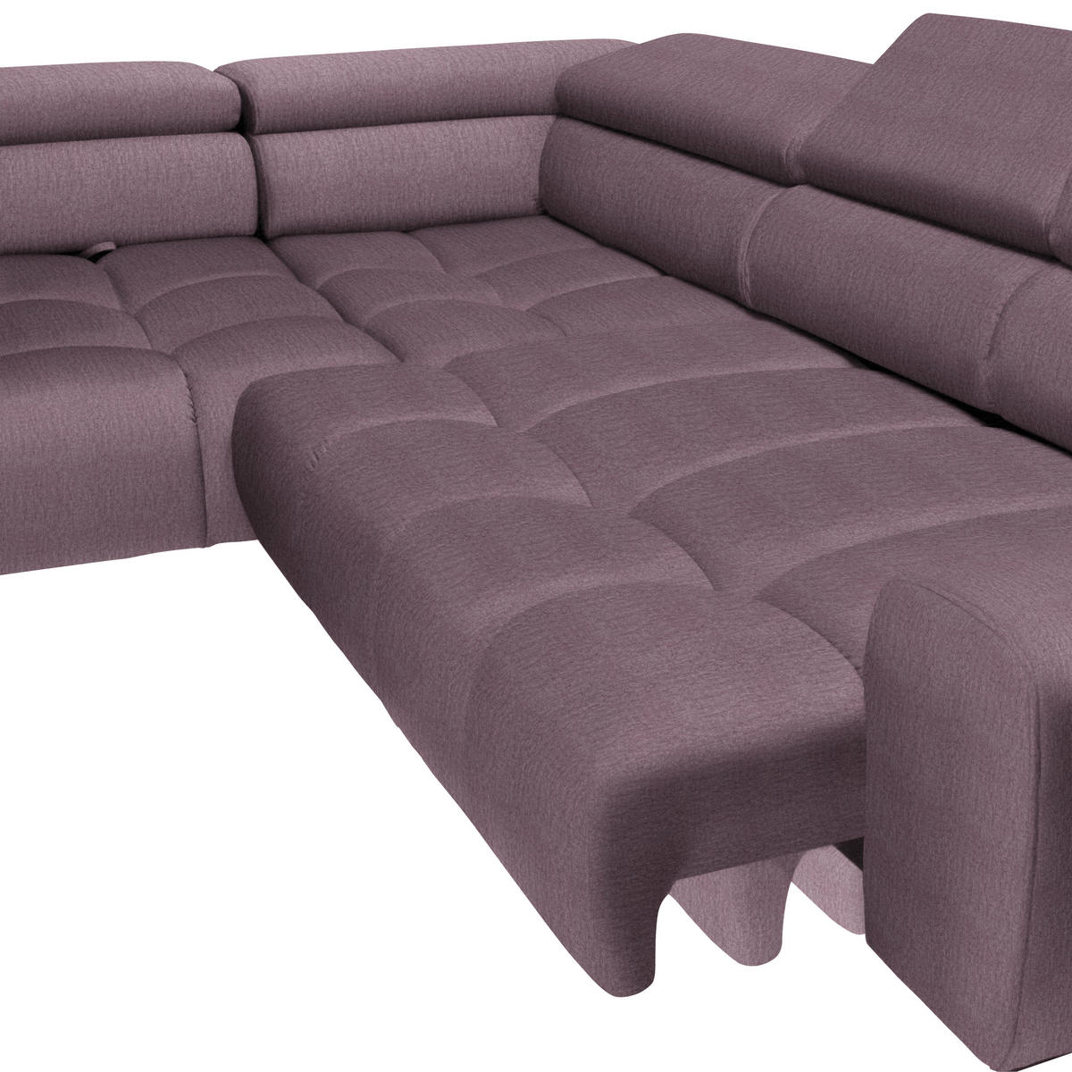 ECKSOFA in Samt, Webstoff Flieder  - Flieder/Schwarz, Design, Textil/Metall (216/300cm) - Welnova