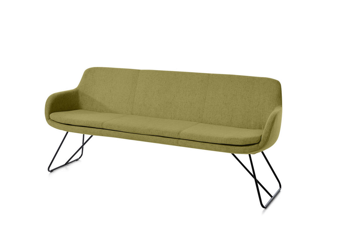 SITZBANK 180/87/65 cm Webstoff Hellgrün Metall  - Schwarz/Hellgrün, Design, Textil/Metall (180/87/65cm) - Musterring