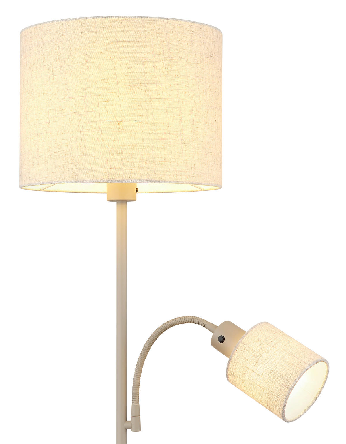 STEHLEUCHTE Genaro 30/165 cm  - Sandfarben/Beige, Design, Kunststoff/Textil (30/165cm) - Globo