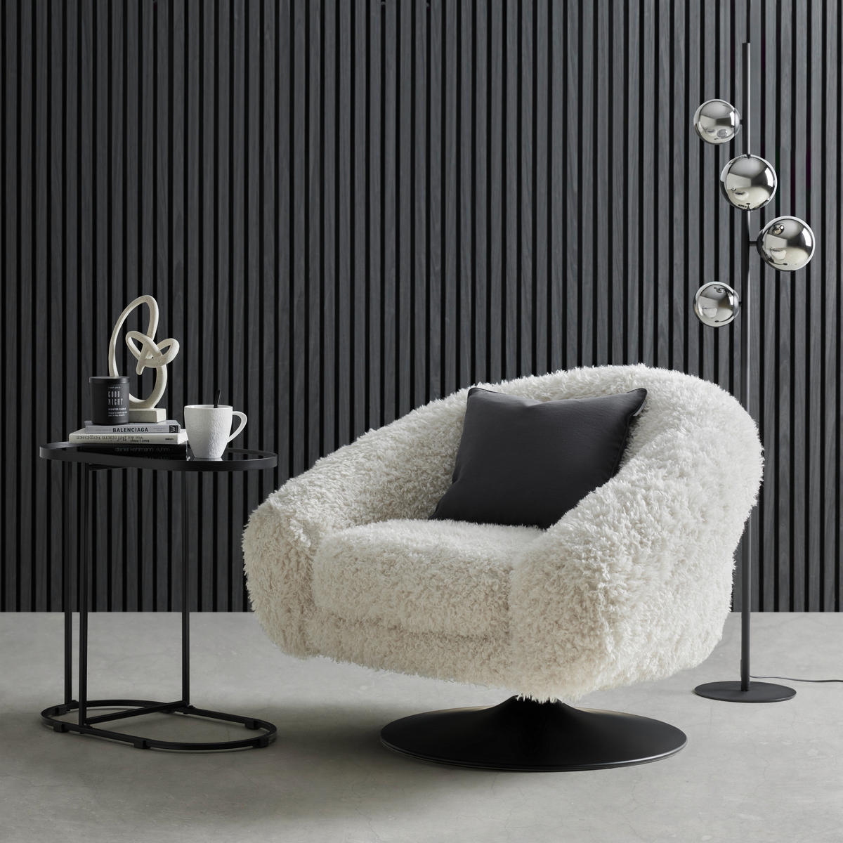 DESIGNFÅTÖLJ i textil vit  - vit/svart, Modern, metall/textil (93/72/79cm) - MID.YOU