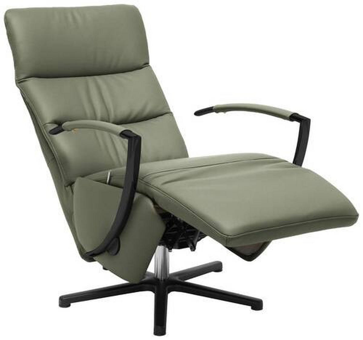 RELAXSESSEL in Leder Grün  - Schwarz/Grün, Design, Leder/Metall (64/112/80cm) - Cantus