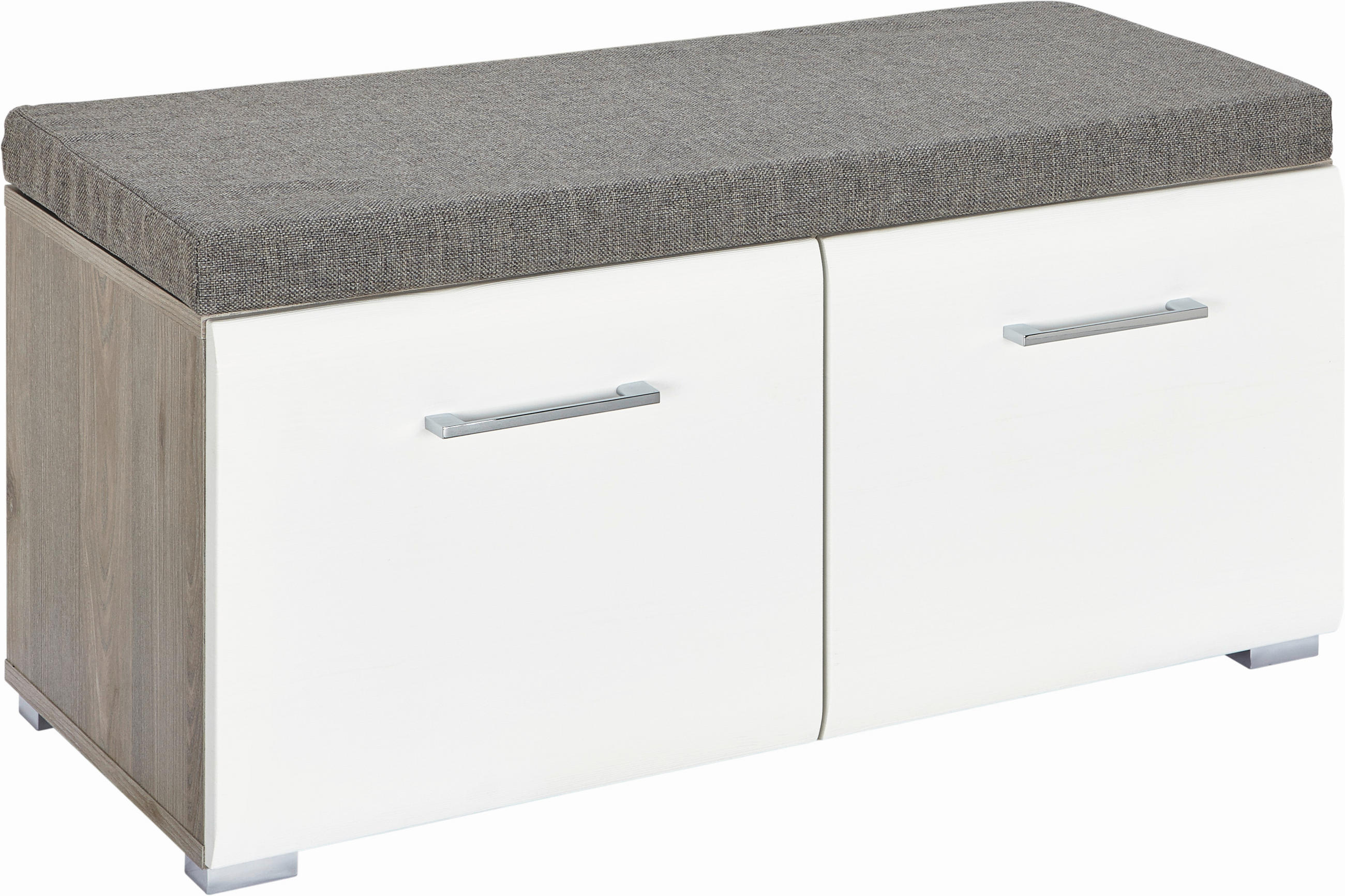 BANCĂ PENTRU HOL 85/38/38 cm  - argintiu/culoare stejar argintiu, Design, metal/material pe bază de lemn (85/38/38cm) - Voleo