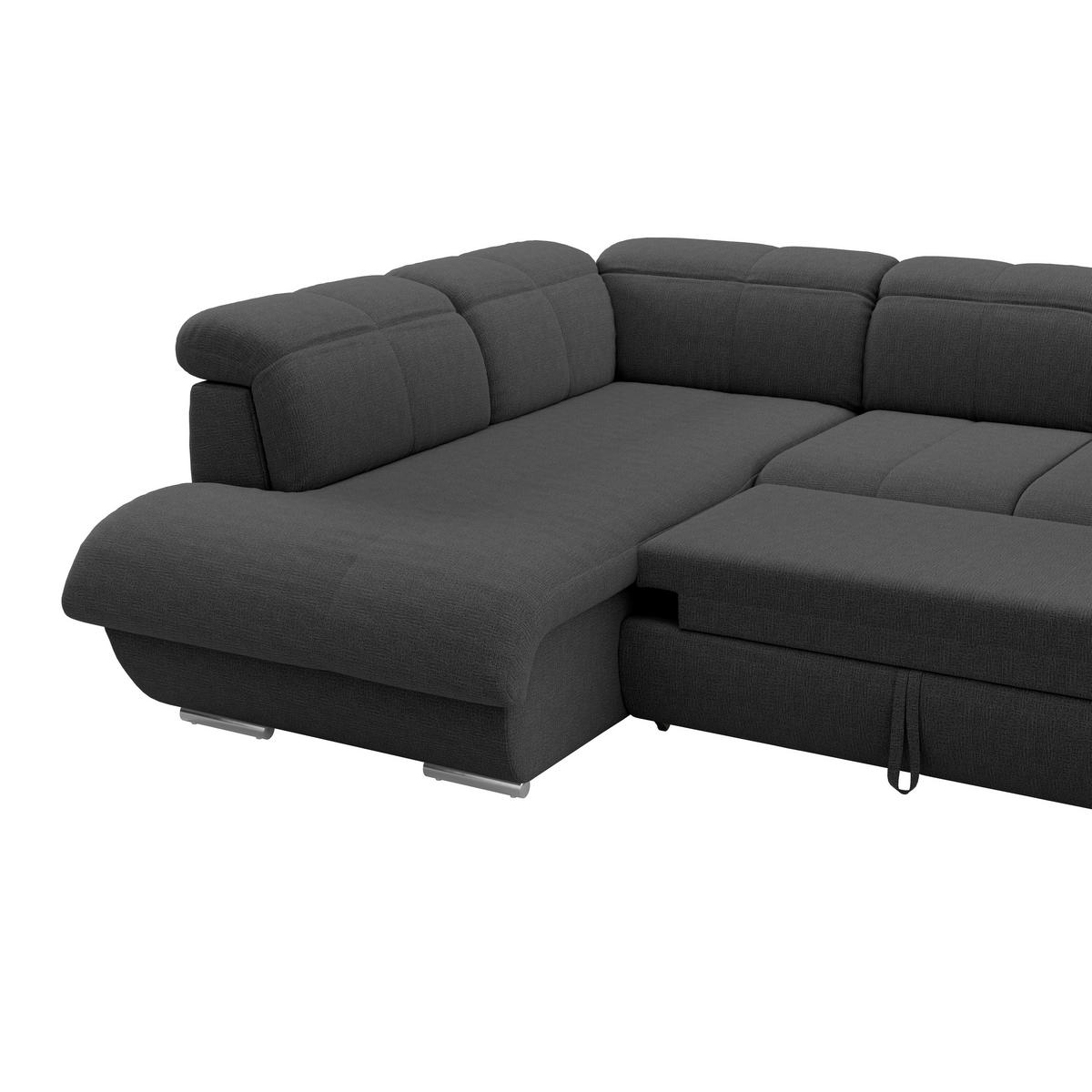 WOHNLANDSCHAFT MULTI Schwarz Chenille  - Chromfarben/Schwarz, MODERN, Textil/Metall (228/345/184cm) - Livetastic
